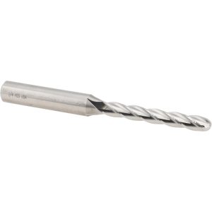 CLEVELAND Ball End Mill: 1/4" Dia, 1-3/4" LOC, 4 Flute, High Speed Steel C33344