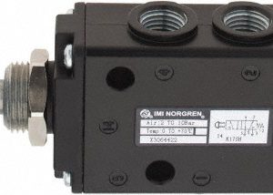 NORGREN Manually Operated Valve: 0.38" NPT Outlet, Packed Spool, Button Actuated X3064422