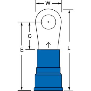 3M Circular Ring Terminal: Partially Insulated, 6 AWG, Crimp Connection 7010319494