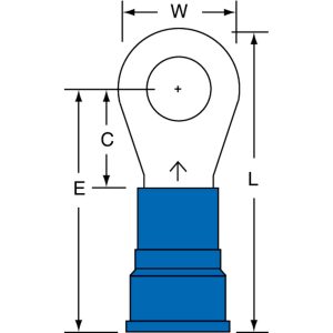 3M Circular Ring Terminal: Partially Insulated, 6 to 6 AWG, Crimp Connection 7010293633
