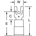 3M Standard Fork Terminal: Blue, Nylon, Partially Insulated, #6 Stud, Crimp 7010349250