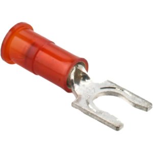 3M Locking Fork Terminal: Red, Nylon, Partially Insulated, #10 Stud, Crimp 7010297783