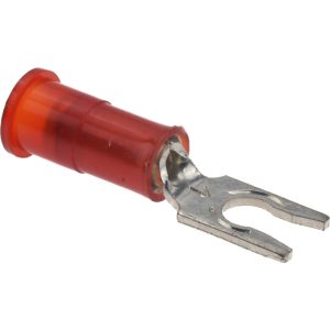 3M Locking Fork Terminal: Red, Nylon, Partially Insulated, #6 Stud, Crimp 7010397421