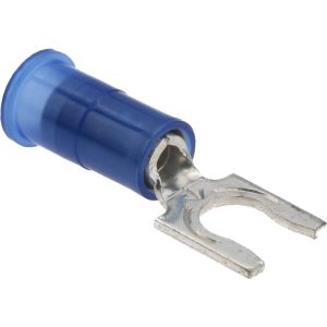 3M Locking Fork Terminal: Blue, Nylon, Partially Insulated, #10 Stud, Crimp 7010397423