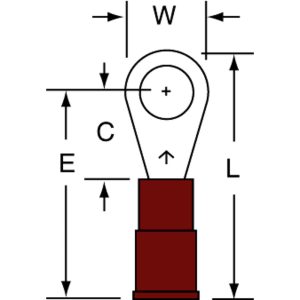 3M Circular Ring Terminal: Partially Insulated, 22 to 18 AWG, Crimp Connection 7010349236