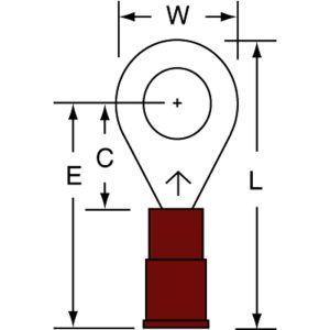 3M Circular Ring Terminal: Partially Insulated, 22 to 18 AWG, Crimp Connection 7010319489