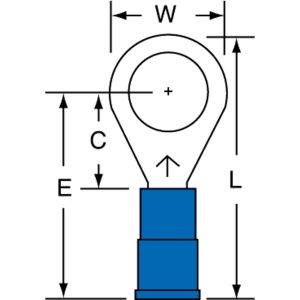 3M Circular Ring Terminal: Partially Insulated, 16 to 14 AWG, Crimp Connection 7010397277