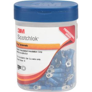 3M Circular Ring Terminal: Partially Insulated, 16 to 14 AWG, Crimp Connection 7000133281