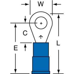 3M Circular Ring Terminal: Partially Insulated, 16 to 14 AWG, Crimp Connection 7010349241
