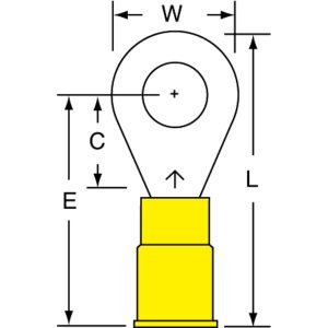3M Circular Ring Terminal: Partially Insulated, 12 to 10 AWG, Crimp Connection 7010349242