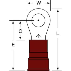 3M Circular Ring Terminal: Partially Insulated, 8 AWG, Crimp Connection 7010397386