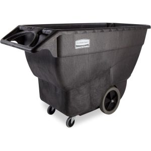 RUBBERMAID Tilt Dump Truck/Trash Cart/Garbage Collection/Recycling, 600 lbs 3/4 Cubic Yard Heavy Load Capacity with Wheels, Trash Recycling Cart, Black, Office/Warehouse/Facility Management FG101100BLA