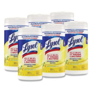 LYSOL Disinfecting Wipes, 1-Ply, 7" x 7.25", Lemon and Lime Blossom, White RAC77182CT