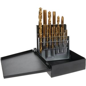HERTEL Tap & Drill Set: #6-32 to 1/2-13 Taps, 5/16 to 27/64" Drills 770XT
