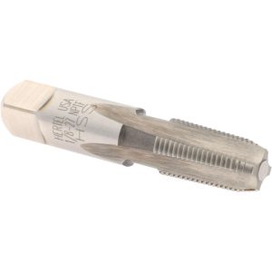 HERTEL Standard Pipe Tap: 1/8-27, NPTF, 4 Flutes, High Speed Steel, Bright/Uncoated G127050-S