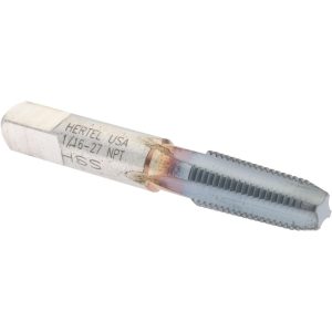 HERTEL Standard Pipe Tap: 1/16-27, NPT, 4 Flutes, High Speed Steel, TiCN Finish G127012C-S