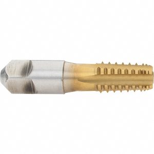 HERTEL 1/4-18 NPT, 5 Flutes, TiN Coated, High Speed Steel, Interrupted Thread Pipe Tap R127267T-S