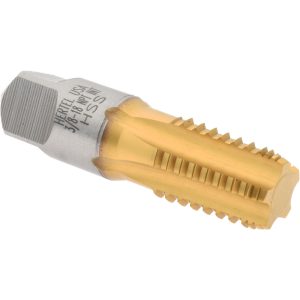 HERTEL 3/8-18 NPT, 5 Flutes, TiN Coated, High Speed Steel, Interrupted Thread Pipe Tap R127437T-S