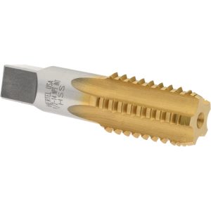 HERTEL 1/2-14 NPT, 5 Flutes, TiN Coated, High Speed Steel, Interrupted Thread Pipe Tap R127607T-S