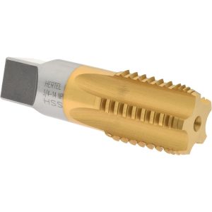 HERTEL 3/4-14 NPT, 5 Flutes, TiN Coated, High Speed Steel, Interrupted Thread Pipe Tap R127735T-S