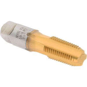 HERTEL Standard Pipe Tap: 1/4-18, NPTF, 4 Flutes, High Speed Steel, TiN Finish G127220T-S