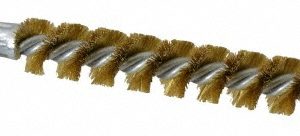 SCHAEFER BRUSH Double Stem/Single Spiral Tube Brush: 9/16" Dia, 6-1/4" OAL, Brass Bristles 43613