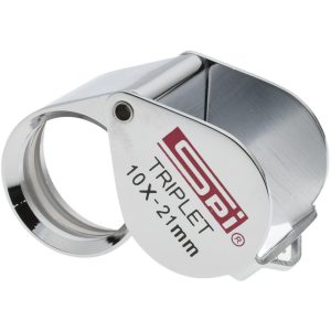 SPI 10x Magnification, 53/64 Inch Lens Diameter, Triplet Lens Loupe 14-158-0