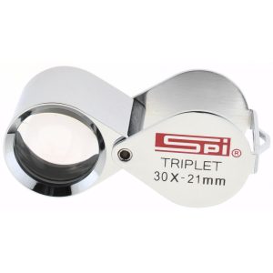 SPI 30x Magnification, 53/64 Inch Lens Diameter, Triplet Lens Loupe 14-161-4
