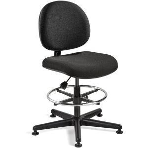 BEVCO Swivel Stool: Woven Fabric, 18" Seat Width, 18" Seat Depth, Black V4507MG-BLK