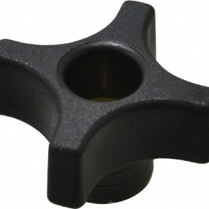 GIBRALTAR Lobed Knob: 1-3/4" Head Dia, 4-Point, Thermoplastic Elastomer, Black G10-2825-H