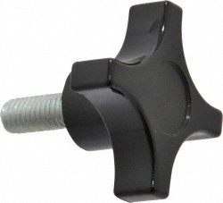 GIBRALTAR Lobed Knob: 2" Head Dia, 4-Point, Phenolic, Black G10-2830-E