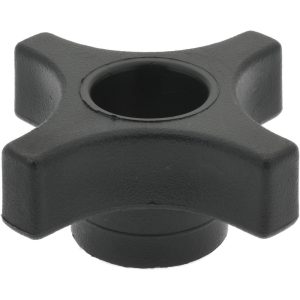 GIBRALTAR Lobed Knob: 2-1/4" Head Dia, 4-Point, Thermoplastic Elastomer, Black G10-2837-H
