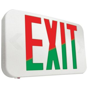 COOPER LIGHTING Illuminated Exit Sign: 1 & 2 Face, Field Selectable Red or Green Face, 3 Watt, White, Thermoplastic, LED APX7RG