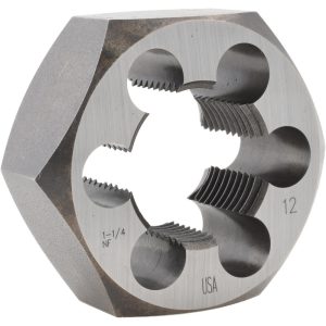 CLE-LINE Hex Rethreading Die: 1-1/4 - 12, 1" Thick, Right Hand, Carbon Steel C65629
