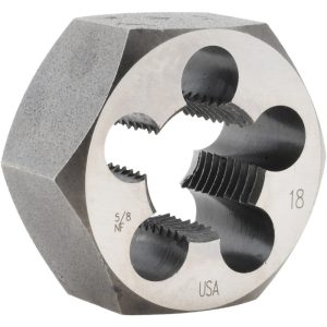 CLE-LINE Hex Rethreading Die: 5/8-18, Right Hand, Carbon Steel C65615