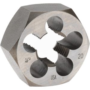 CLE-LINE Hex Rethreading Die: 1/2-20, Right Hand, Carbon Steel C65611