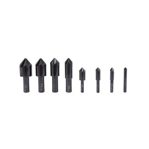 HERTEL Countersink Set: 8 Pc, 1/4 to 1" Head Dia, 6 Flute, 82 deg Included Angle GX89329825