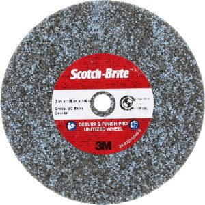 3M Deburring Wheel: 3" Dia, 1/8" Face Width, 1/4" Hole, Density 9, Ceramic 7100290243