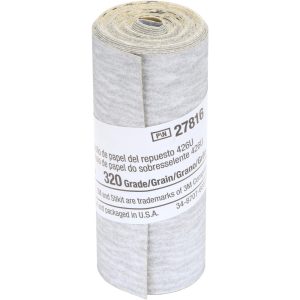 3M Adhesive Back Sanding Sheet: Silicon Carbide, 320 Grit, 2-1/2" Wide, 100" Long 7100143208