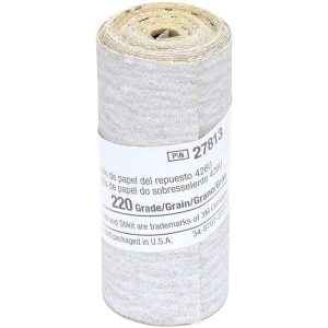 3M Adhesive Back Sanding Sheet: Silicon Carbide, 220 Grit, 2-1/2" Wide, 95" Long 7000028211