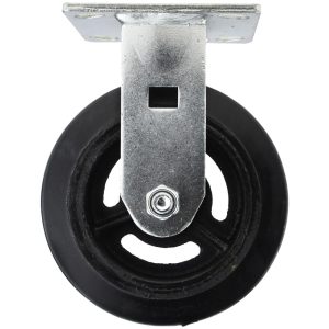 VALUE COLLECTION Rigid Top Plate Caster: Rubber, 6" Wheel Dia, 2" Wheel Width, 500 lb Capacity, 7-1/2" OAH GMC-SH-0085