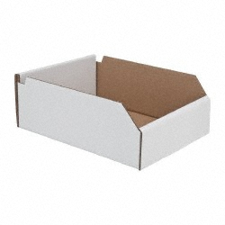 JESPEN IND LLC Cardboard Hopper Shelf Bin: White BN 1284