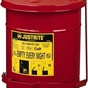 JUSTRITE 6 Gallon Capacity, Galvanized Steel Disposal Can 09100