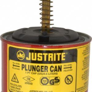 JUSTRITE 1 Pint Capacity, 5-1/4 Inch High x 4-7/8 Inch Diameter, Steel Plunger Can 10008