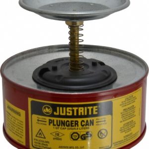 JUSTRITE 1 Quart Capacity, 5-5/8 Inch High x 7-1/4 Inch Diameter, Steel Plunger Can 10108