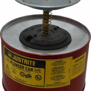 JUSTRITE 2 Quart Capacity, 7-3/8 Inch High x 7-1/4 Inch Diameter, Steel Plunger Can 10208