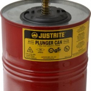 JUSTRITE 4 Quart Capacity, 10-1/2 Inch High x 7-1/4 Inch Diameter, Steel Plunger Can 10308
