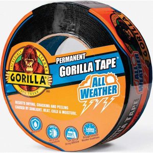 GORILLA TAPE Waterproof Tape; Material Type: Polyester ; Length (yd): 25.0yd ; Color: Black ; UNSPSC Code: 31201500 6009002