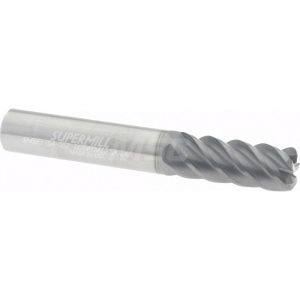 SUPERMILL Corner Radius End Mill: 3/8" Dia, 1" LOC, 0.062" Radius, 5 Flutes, Solid Carbide 5251875