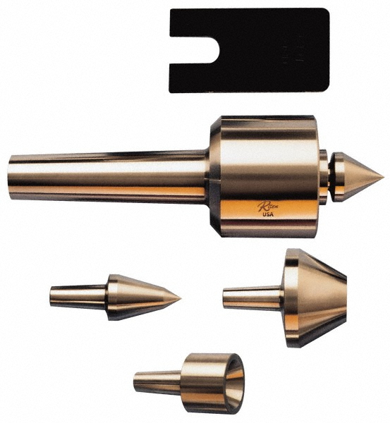 RITEN 4 Point, 350 Lb Max Workpiece, Bull Nose, Female, Standard & Tracer Points, Hardened Tool Steel, Live Center & Point Set 49503